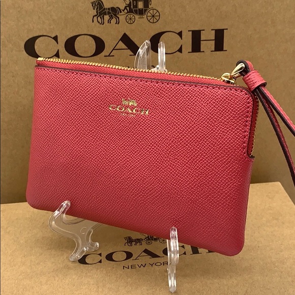 Coach Handbags - COACH CORNER ZIP WRISTLET impop